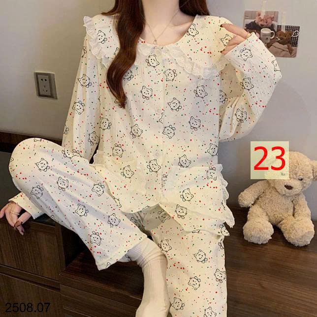 26HA2508.07 - BỘ NỮ MẶC NHÀ CỔ BÈO CHO NỮ
