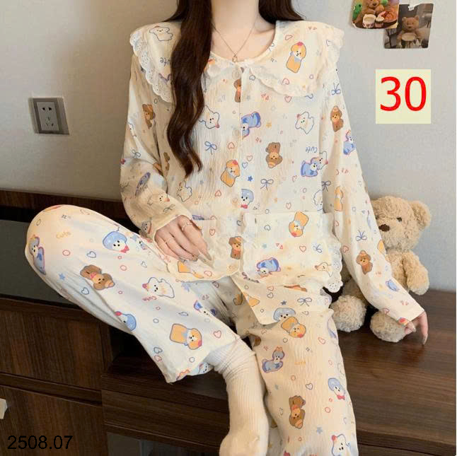 26HA2508.07 - BỘ NỮ MẶC NHÀ CỔ BÈO CHO NỮ
