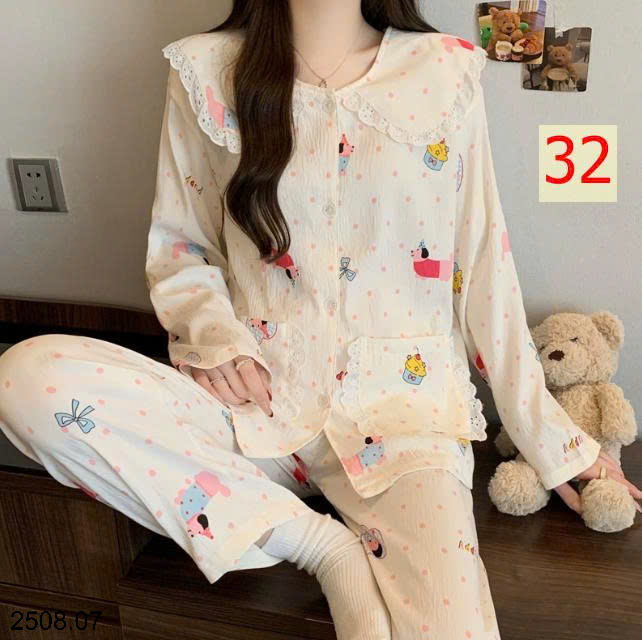 26HA2508.07 - BỘ NỮ MẶC NHÀ CỔ BÈO CHO NỮ