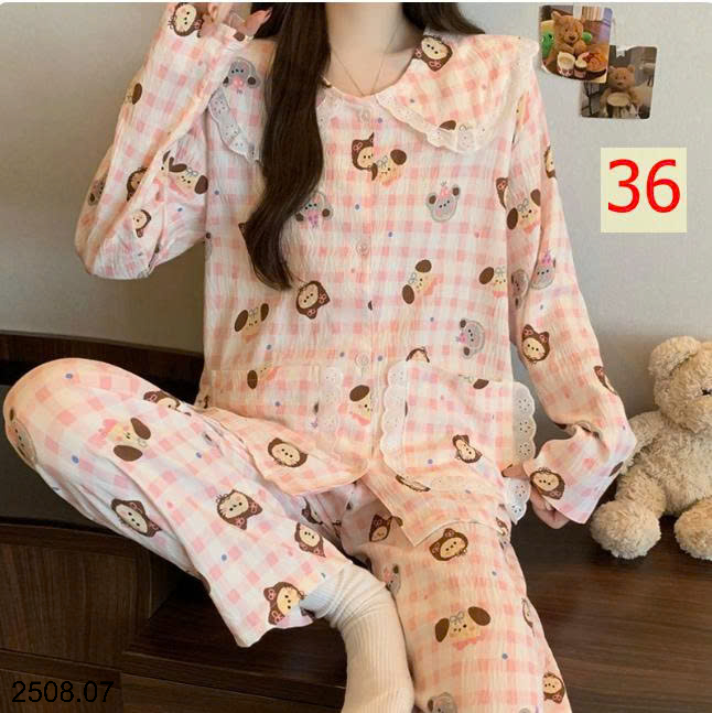 26HA2508.07 - BỘ NỮ MẶC NHÀ CỔ BÈO CHO NỮ