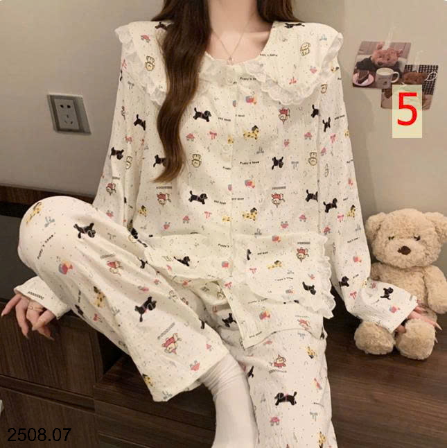 26HA2508.07 - BỘ NỮ MẶC NHÀ CỔ BÈO CHO NỮ