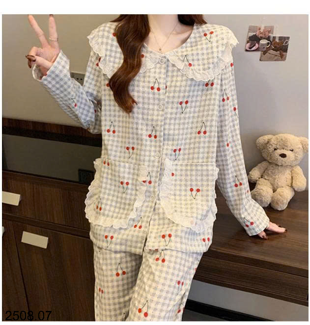 26HA2508.07 - BỘ NỮ MẶC NHÀ CỔ BÈO CHO NỮ
