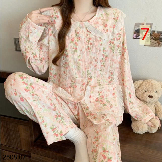 26HA2508.07 - BỘ NỮ MẶC NHÀ CỔ BÈO CHO NỮ