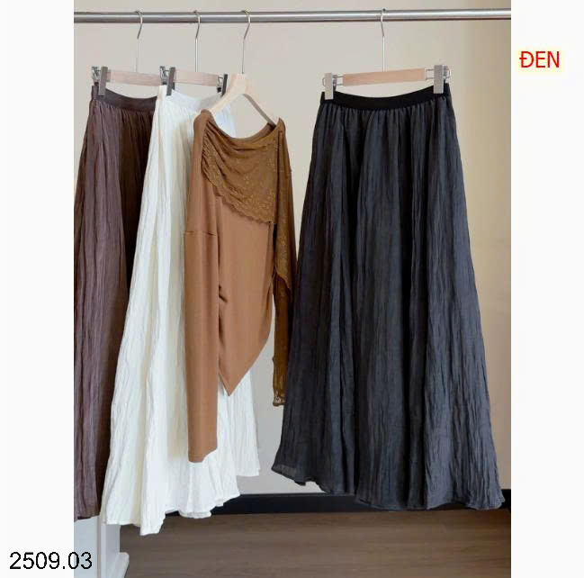 26HA2509.03 - CHÂN VÁY MIDI XẾP LY CẠP CAO KIỂU RETRO ANNA
