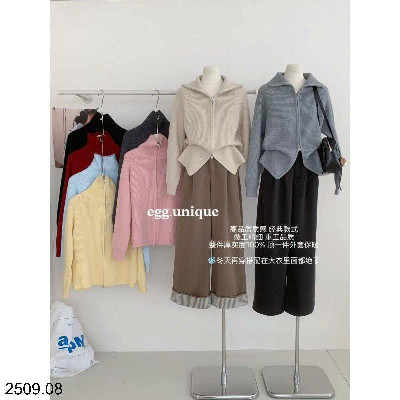 26HA2509.08 - ÁO LEN CARDIGAN KÉO KHÓA EGG