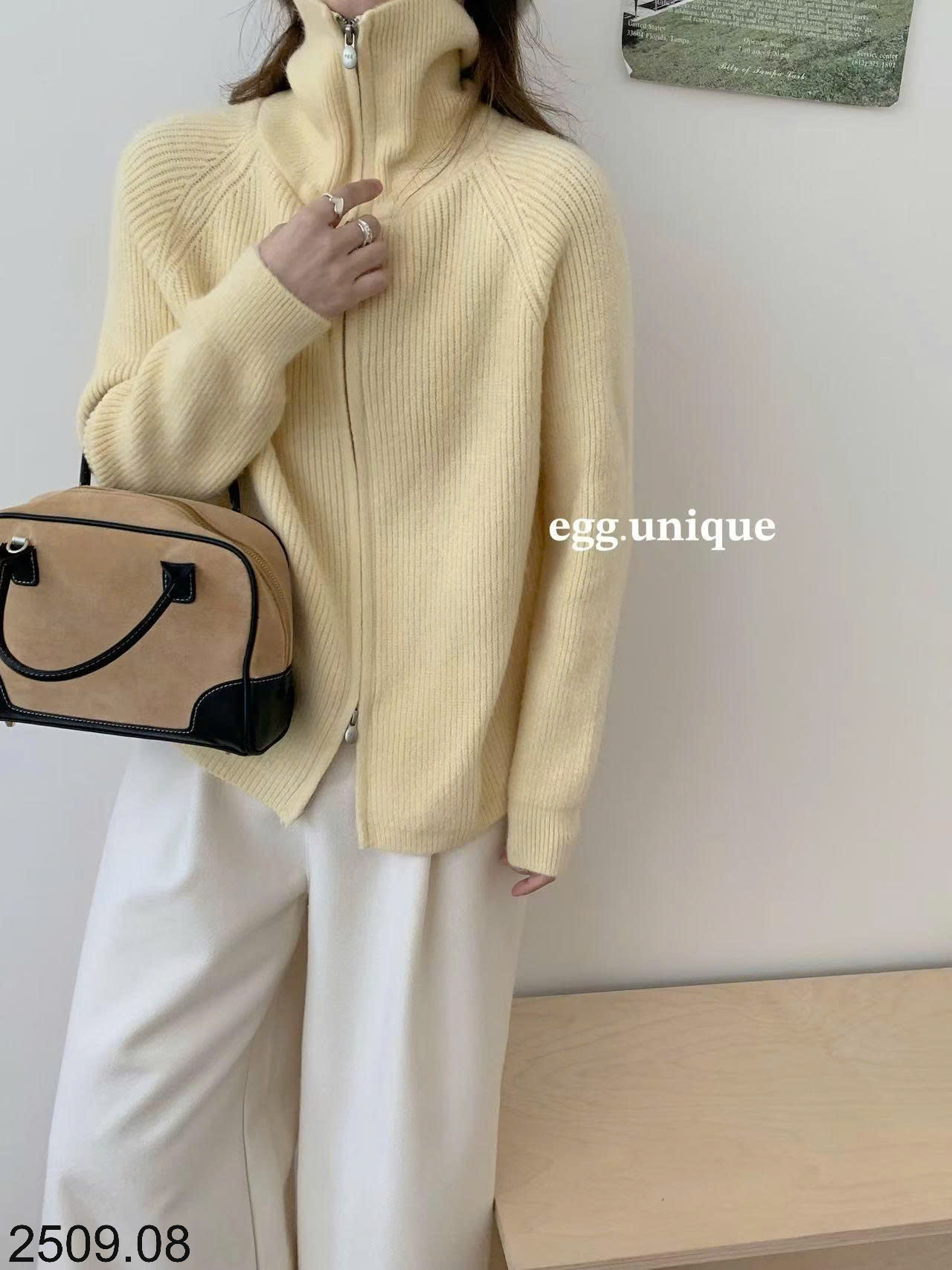 26HA2509.08 - ÁO LEN CARDIGAN KÉO KHÓA EGG