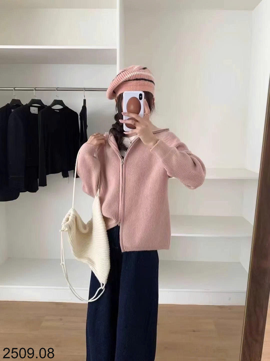 26HA2509.08 - ÁO LEN CARDIGAN KÉO KHÓA EGG