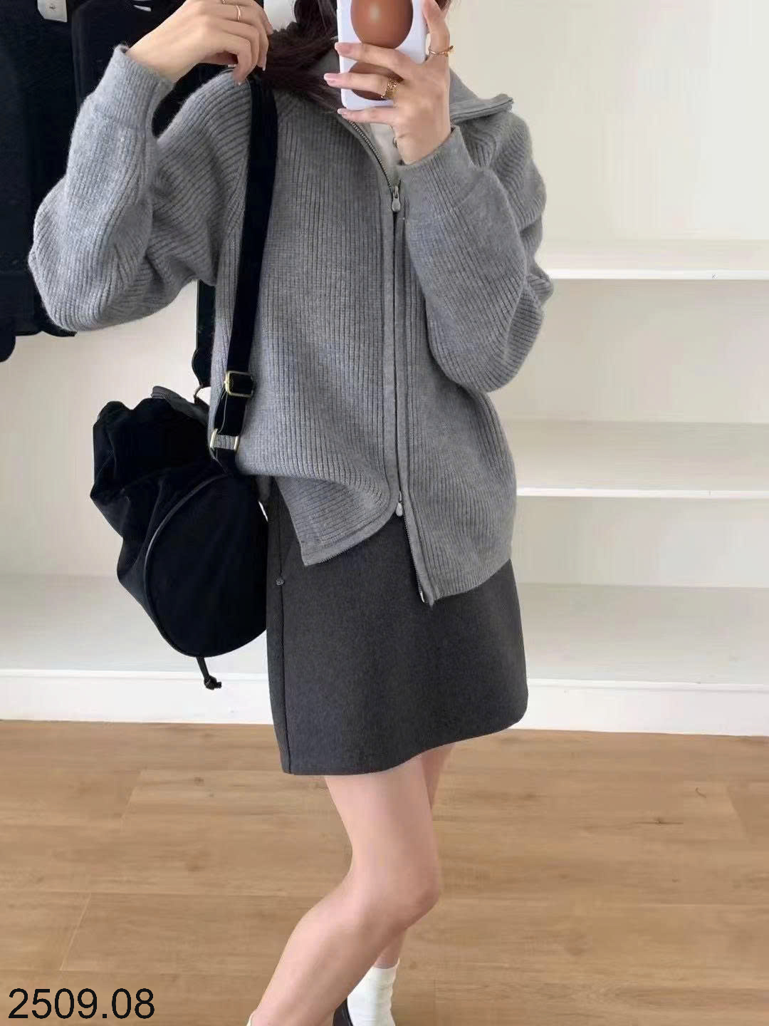 26HA2509.08 - ÁO LEN CARDIGAN KÉO KHÓA EGG
