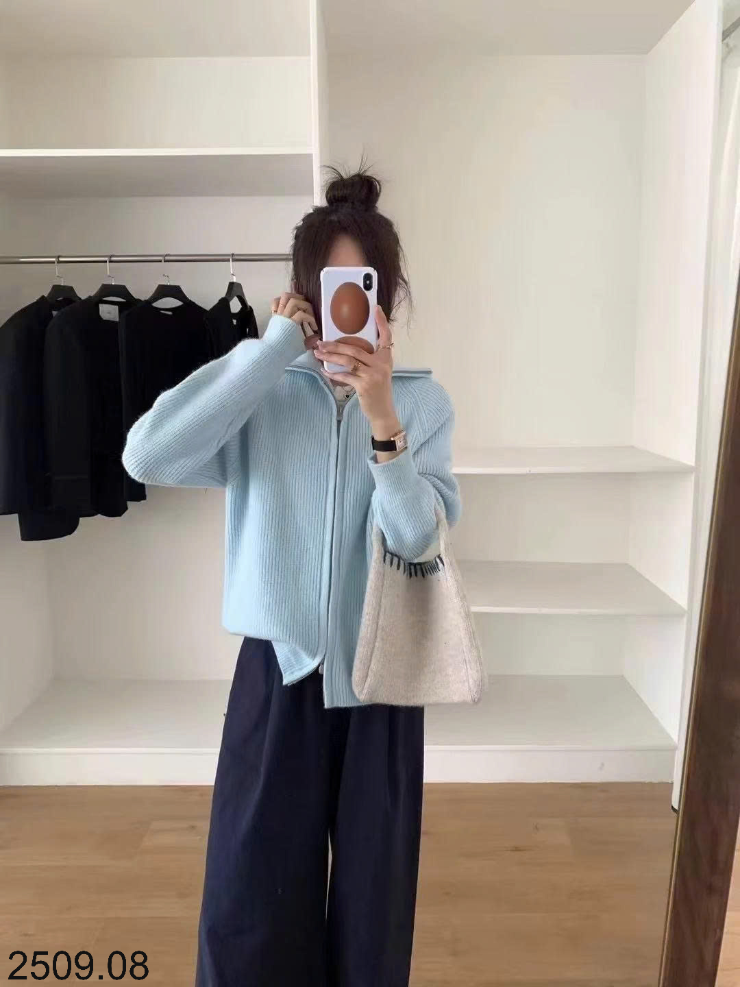 26HA2509.08 - ÁO LEN CARDIGAN KÉO KHÓA EGG