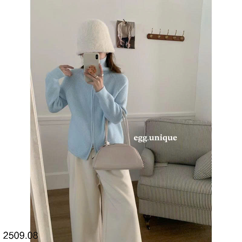 26HA2509.08 - ÁO LEN CARDIGAN KÉO KHÓA EGG