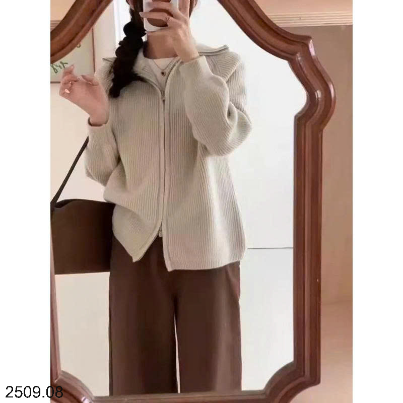 26HA2509.08 - ÁO LEN CARDIGAN KÉO KHÓA EGG
