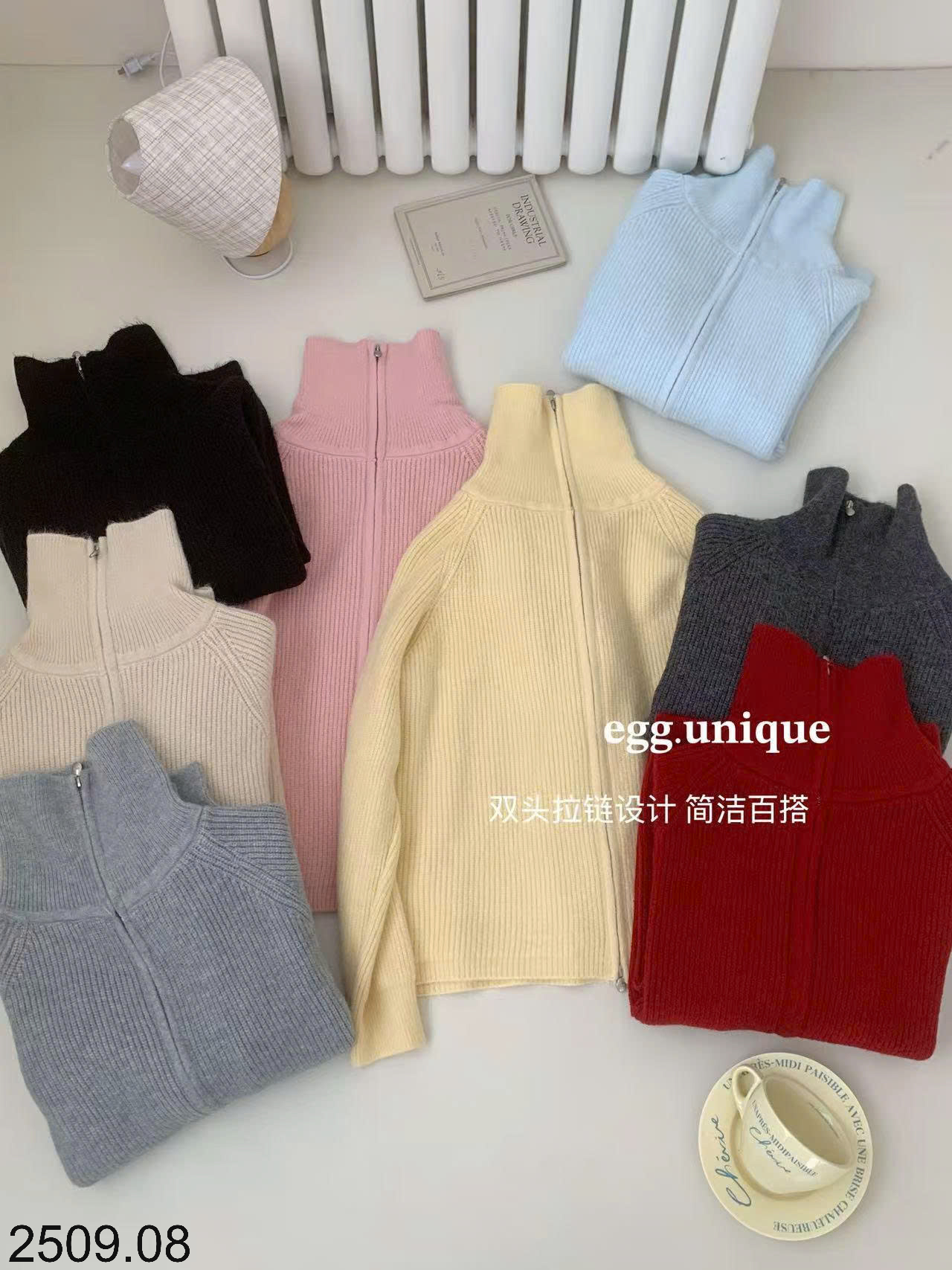 26HA2509.08 - ÁO LEN CARDIGAN KÉO KHÓA EGG