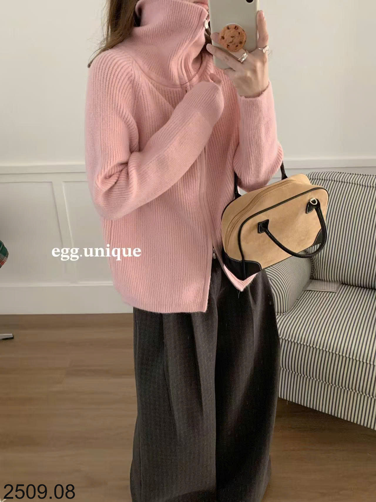 26HA2509.08 - ÁO LEN CARDIGAN KÉO KHÓA EGG