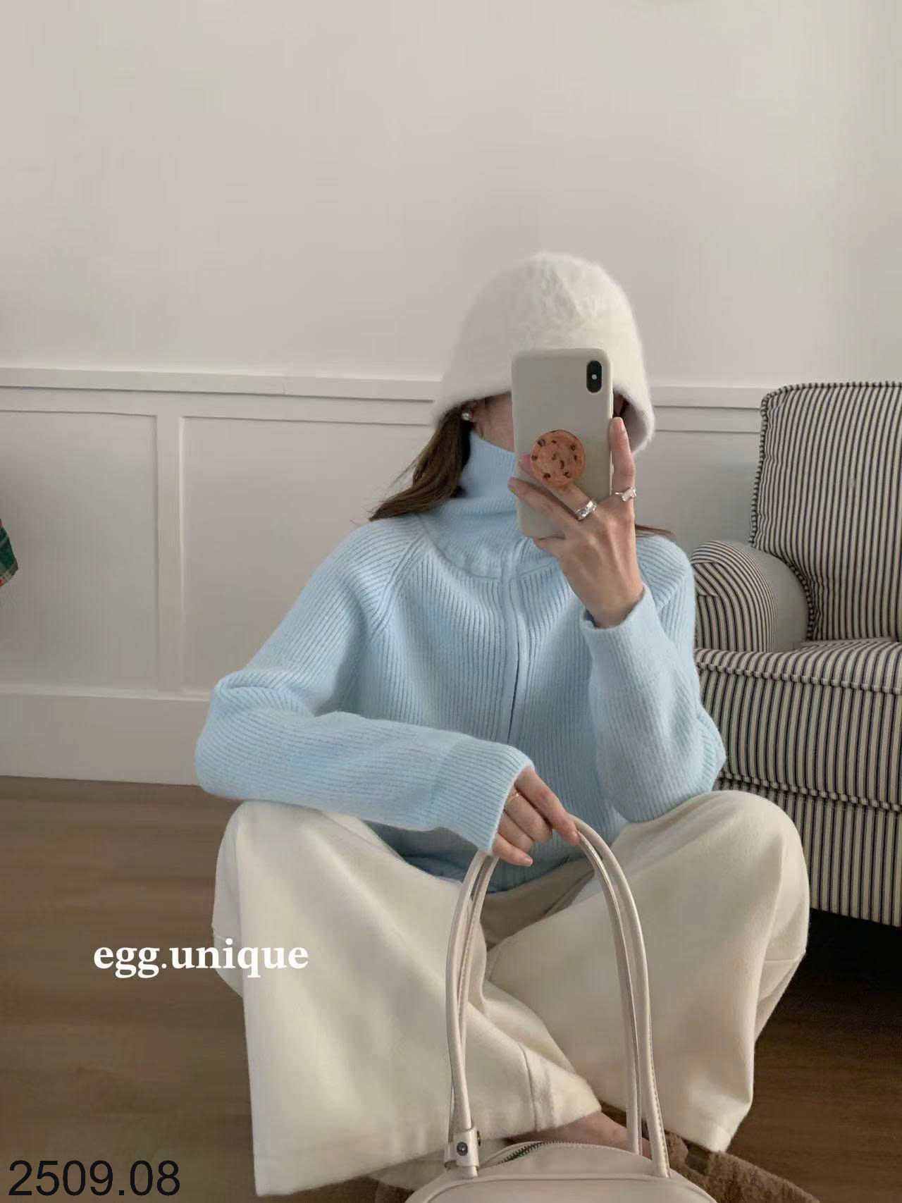 26HA2509.08 - ÁO LEN CARDIGAN KÉO KHÓA EGG