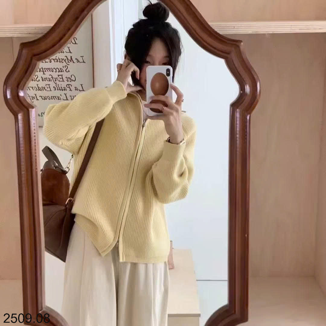 26HA2509.08 - ÁO LEN CARDIGAN KÉO KHÓA EGG