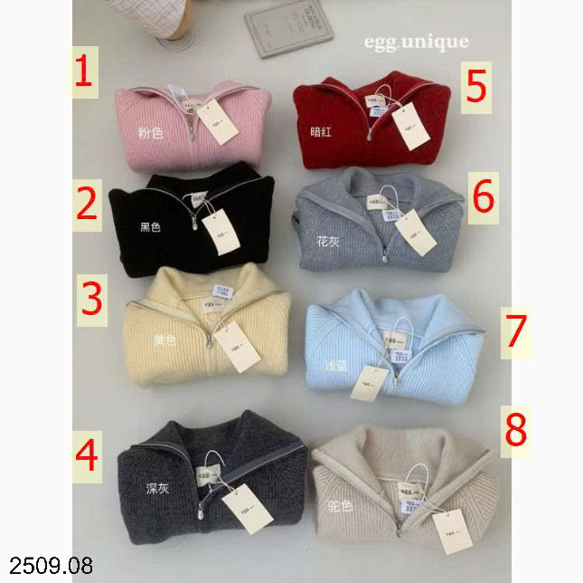 26HA2509.08 - ÁO LEN CARDIGAN KÉO KHÓA EGG