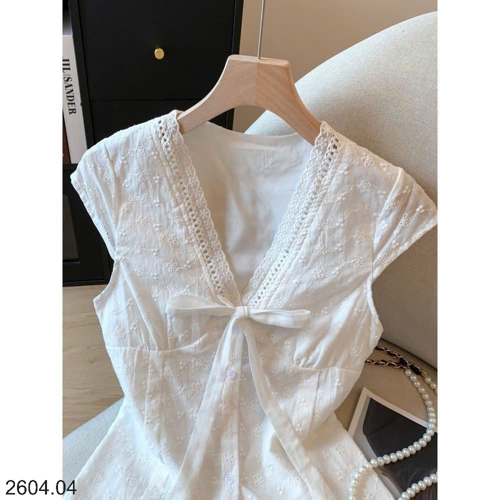 26HA2604.04 - SƠ MI NGẮN TAY NỮ BUỘC DÂY