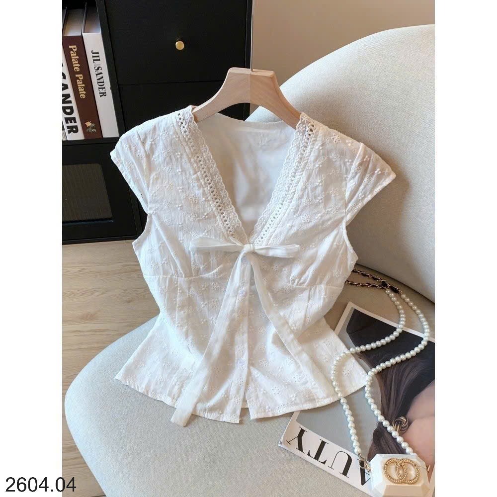 26HA2604.04 - SƠ MI NGẮN TAY NỮ BUỘC DÂY