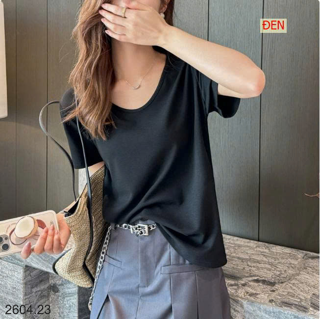 26HA2604.23 - ÁO THUN CỔ V NỮ