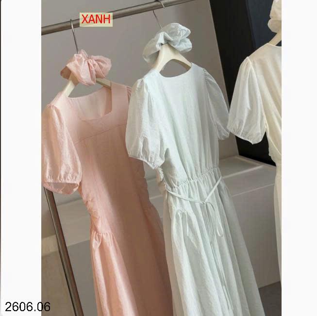 26HA2606.06 - VÁY DÀI CỔ VUÔNG CHUN EO ANNA