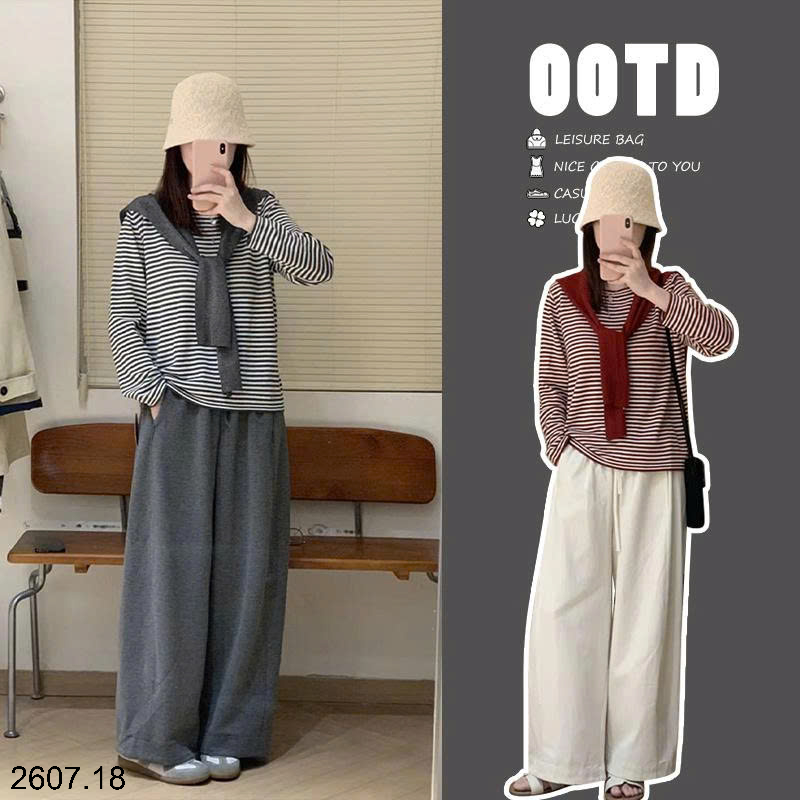 26HA2607.18 - ÁO KẺ KÈM KHĂN KHOÁC VAI MOSE QUEEN
