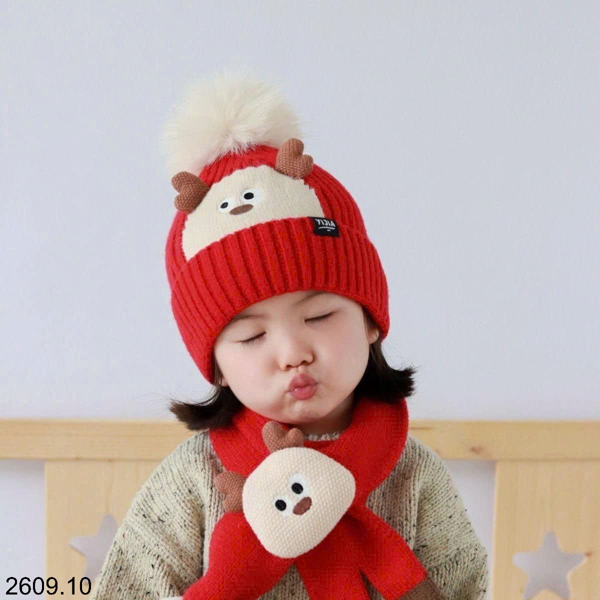 26HA2609.10 - SET MŨ KÈM KHĂN CHO BÉ