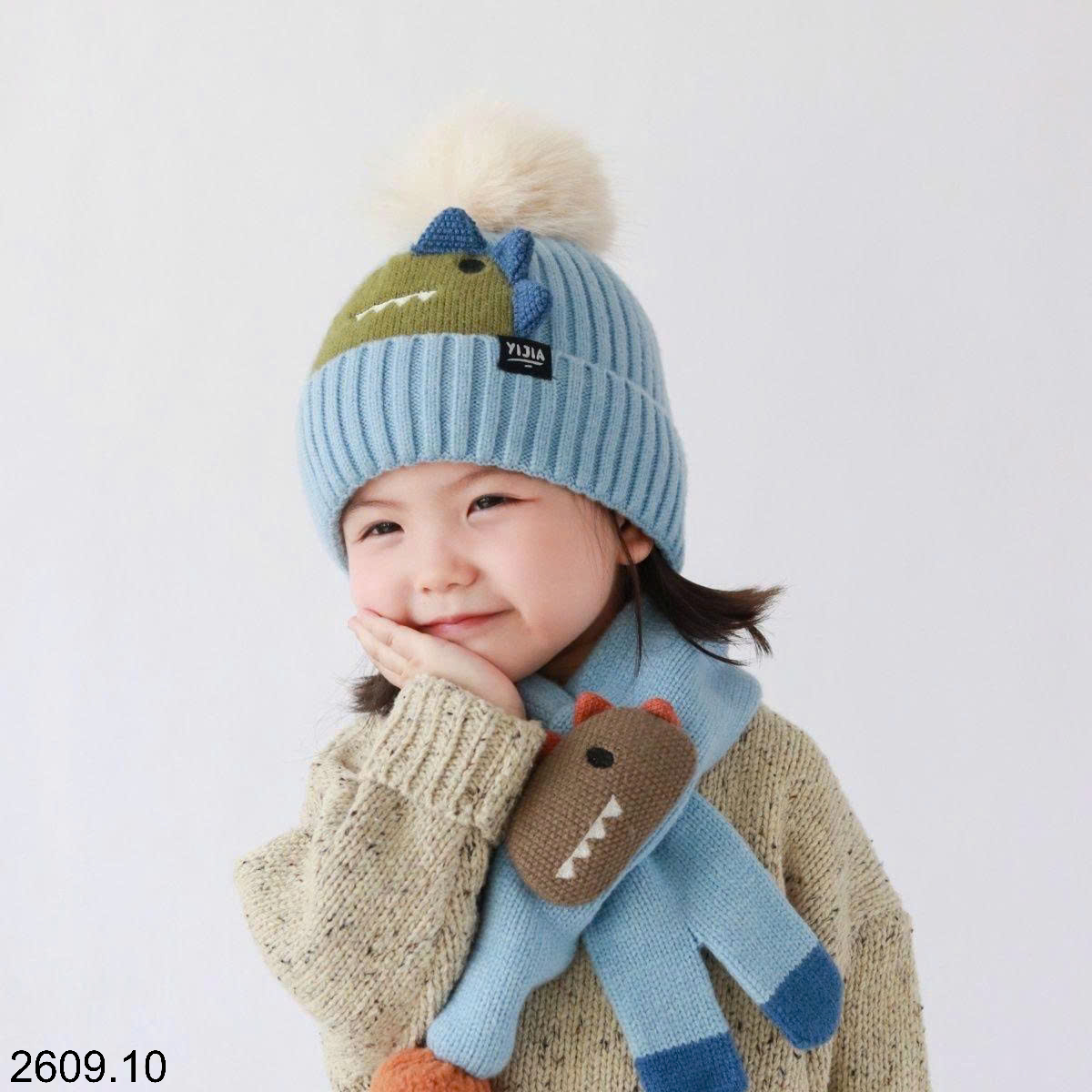 26HA2609.10 - SET MŨ KÈM KHĂN CHO BÉ