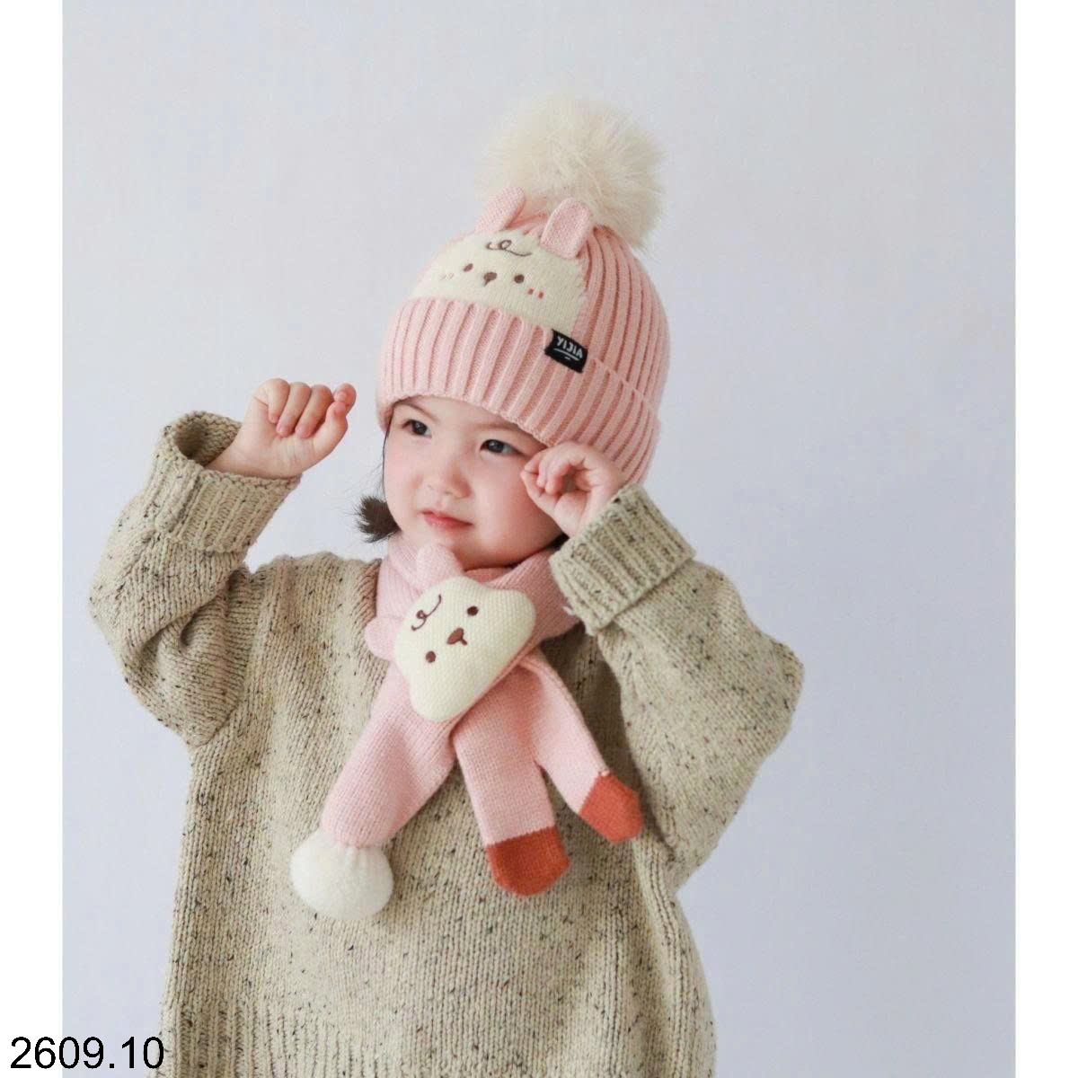 26HA2609.10 - SET MŨ KÈM KHĂN CHO BÉ