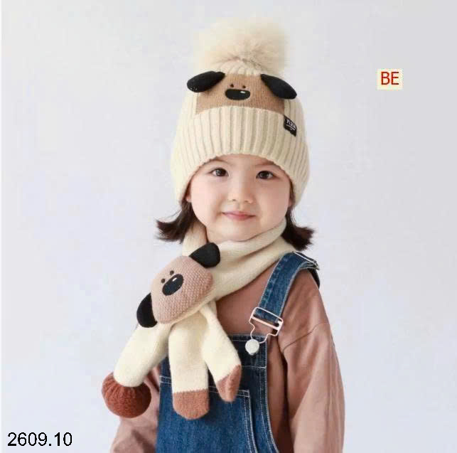 26HA2609.10 - SET MŨ KÈM KHĂN CHO BÉ