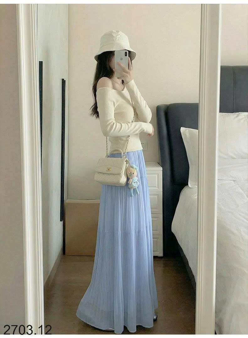 26HA2703.12 - CHÂN VÁY MIDI XÒE DÁNG DÀI CHO NỮ