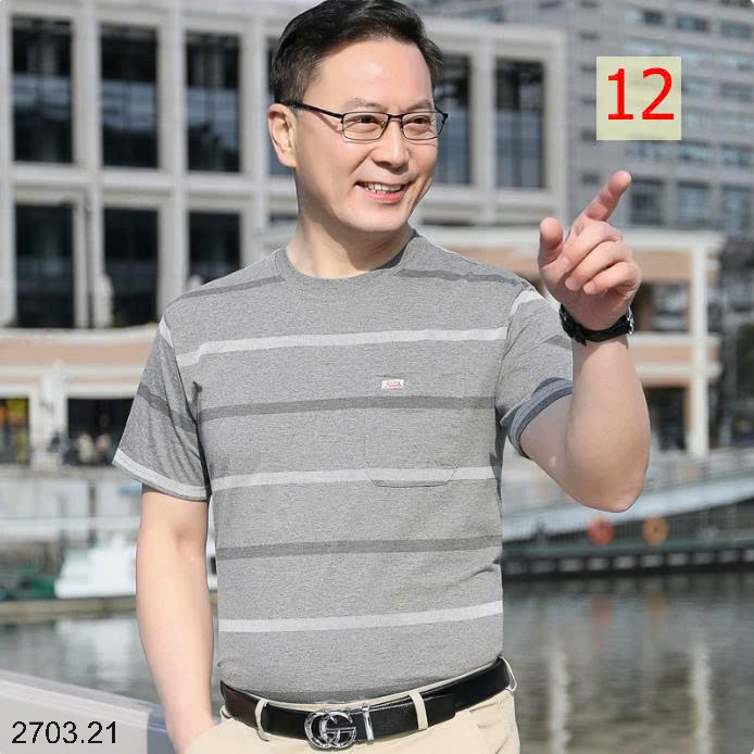 26HA2703.21 - ÁO THUN KẺ CỔ TRÒN NAM