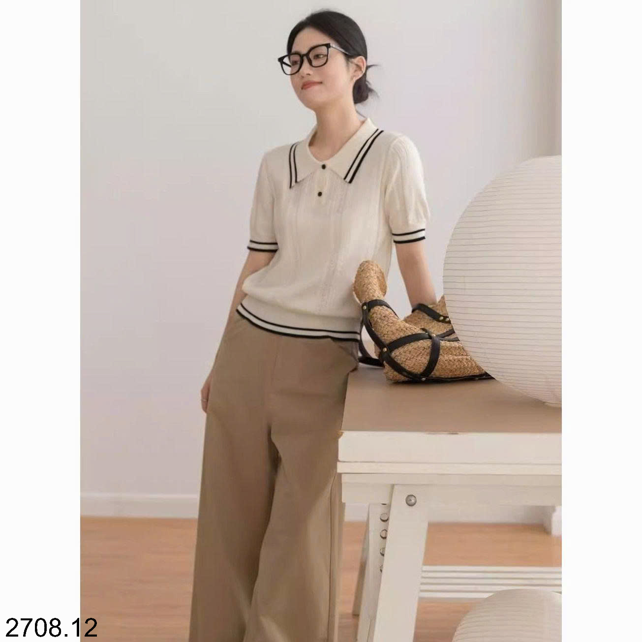 26HA2708.12 - ÁO LEN DỆT KIM POLO NỮ