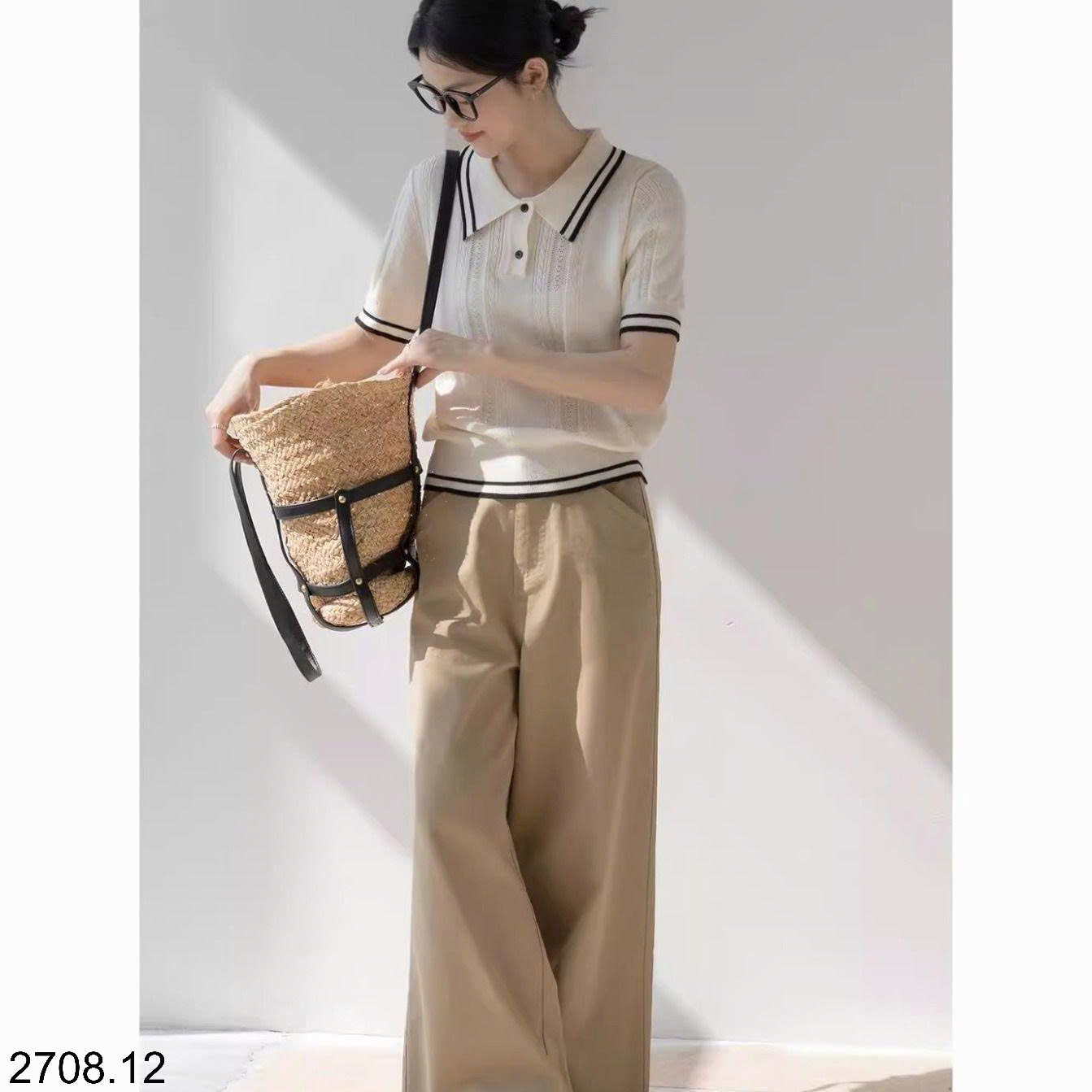 26HA2708.12 - ÁO LEN DỆT KIM POLO NỮ