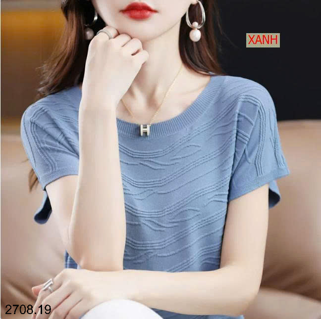 26HA2708.19 - ÁO LEN DỆT KIM CỘC TAY CHO NỮ