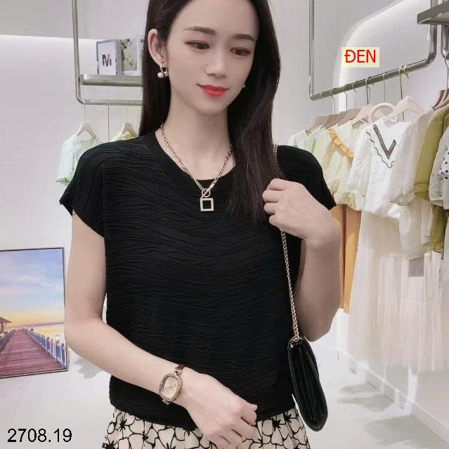 26HA2708.19 - ÁO LEN DỆT KIM CỘC TAY CHO NỮ