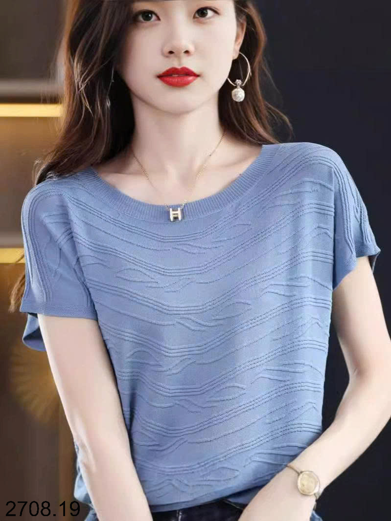 26HA2708.19 - ÁO LEN DỆT KIM CỘC TAY CHO NỮ