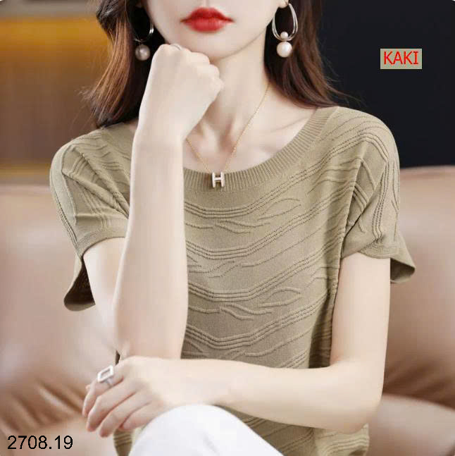26HA2708.19 - ÁO LEN DỆT KIM CỘC TAY CHO NỮ