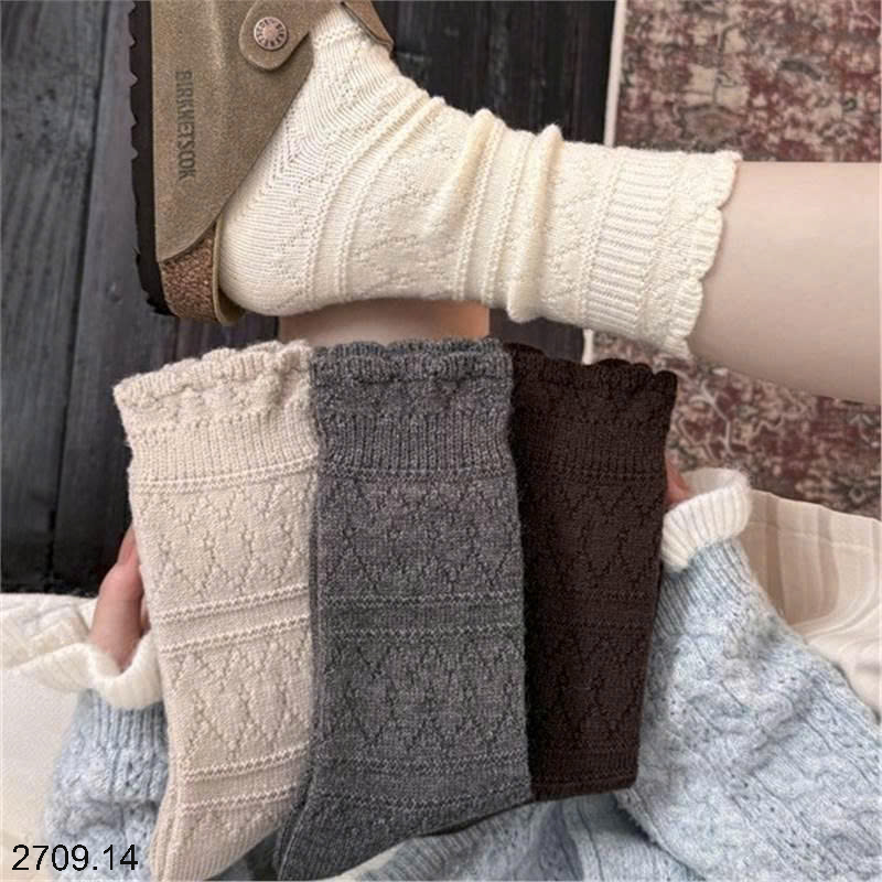 26HA2709.14 - SET 4 ĐÔI TẤT VIỀN REN CAO CỔ CHO NỮ