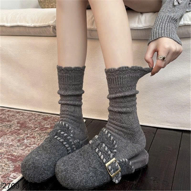 26HA2709.14 - SET 4 ĐÔI TẤT VIỀN REN CAO CỔ CHO NỮ