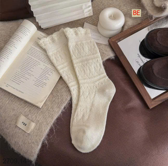 26HA2709.14 - SET 4 ĐÔI TẤT VIỀN REN CAO CỔ CHO NỮ