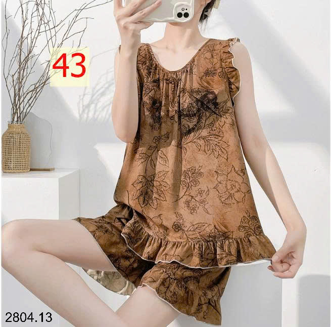 26HA2804.13 - BỘ LANH LỤA BA LỖ VIỀN BÈO CHO NỮ