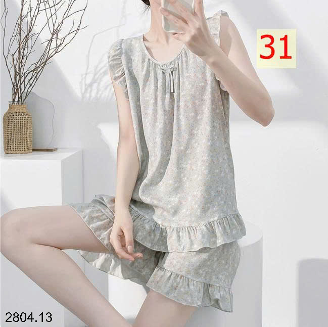 26HA2804.13 - BỘ LANH LỤA BA LỖ VIỀN BÈO CHO NỮ