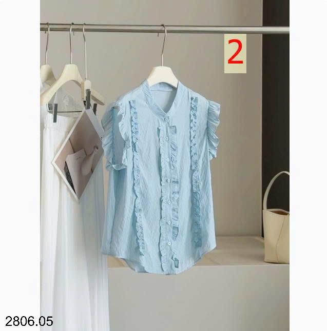 26HA2806.05 - ÁO SƠ MI CỘC TAY VIỀN BÈO ANNA