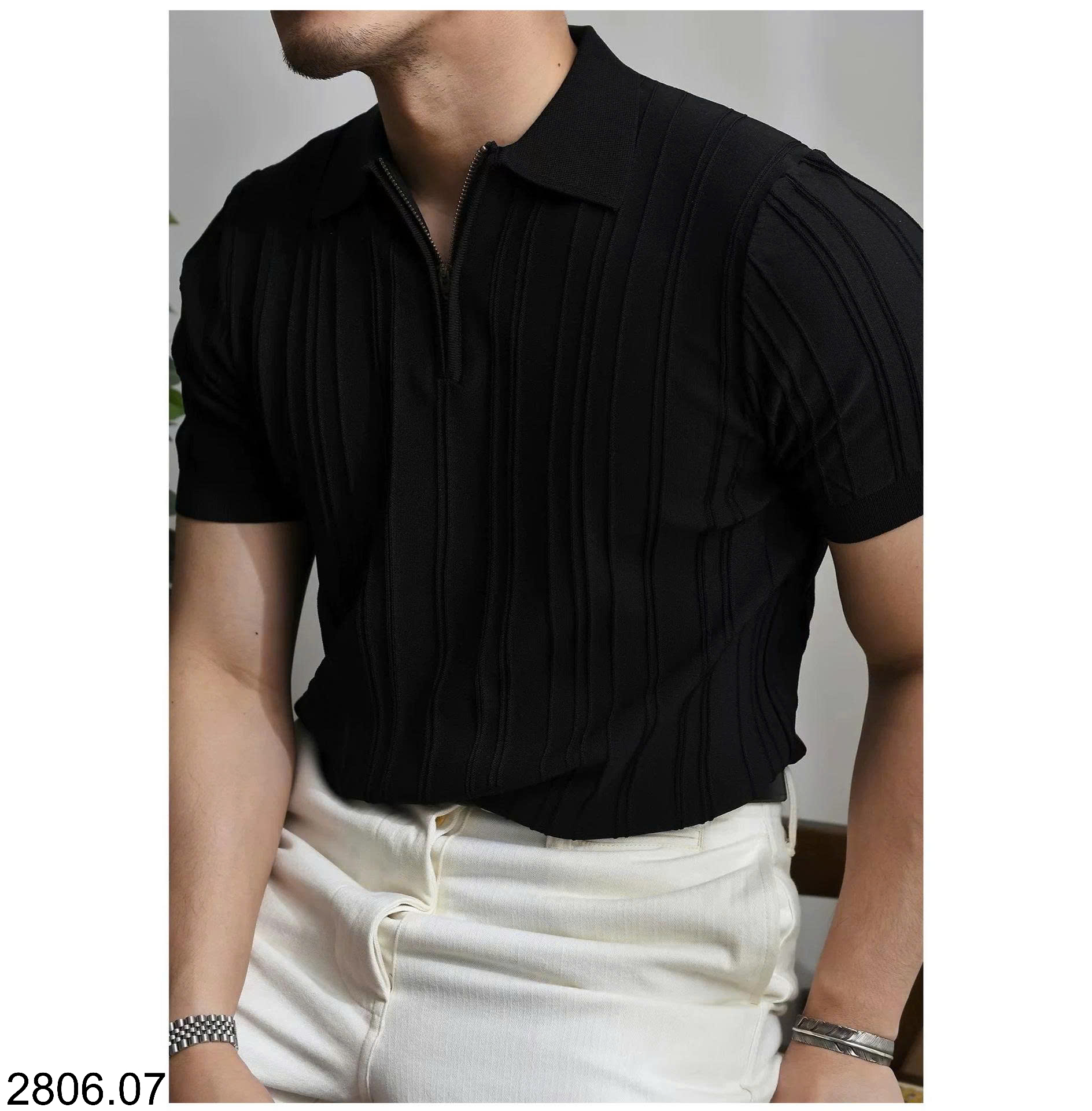 26HA2806.07 - ÁO CỘC TAY DỆT KIM NAM
