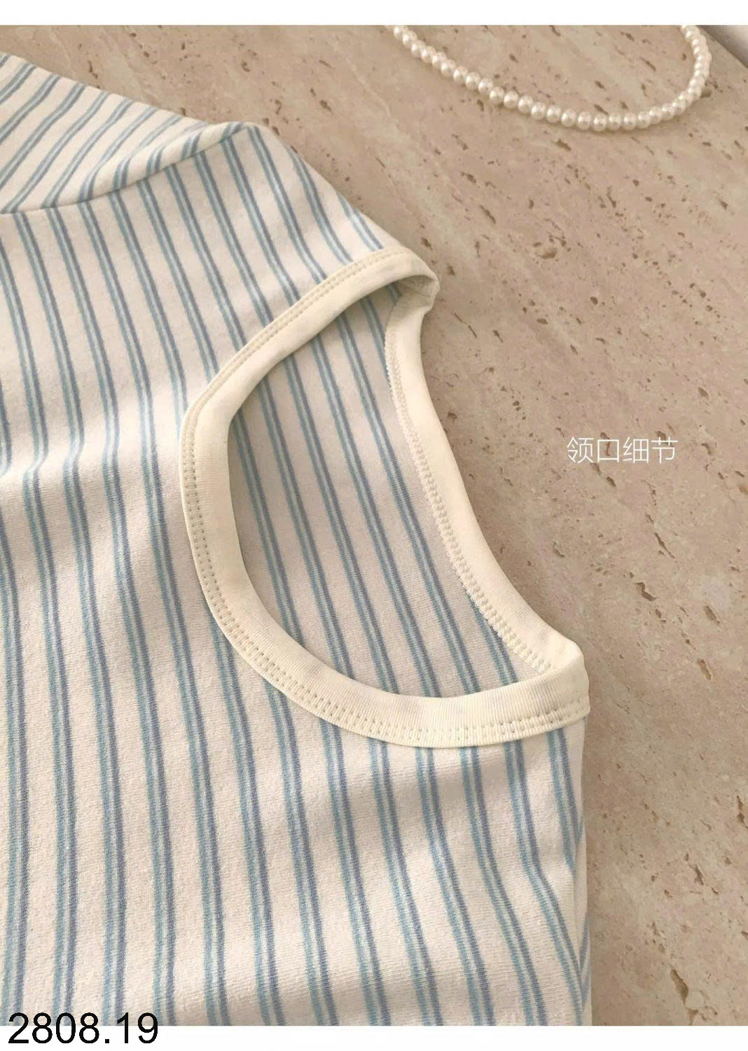 26HA2808.19 - ÁO KẺ NỮ CỔ TRÒN NGẮN TAY