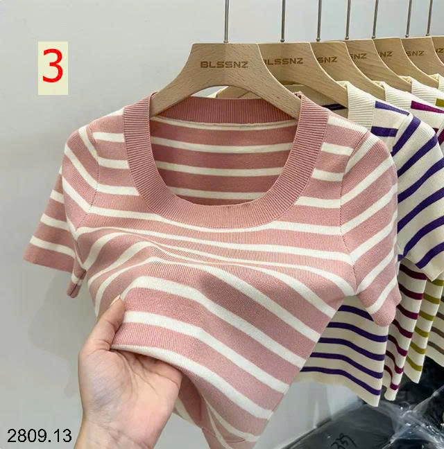 26HA2809.13 - ÁO LEN DỆT KIM TAY NGẮN CỔ VUÔNG
