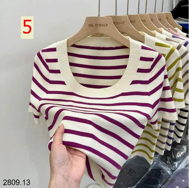 26HA2809.13 - ÁO LEN DỆT KIM TAY NGẮN CỔ VUÔNG