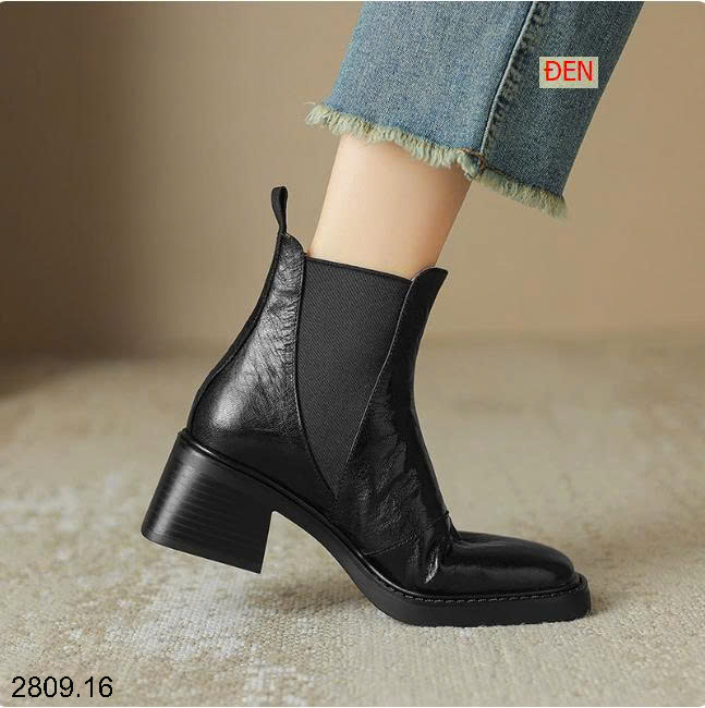 26HA2809.16 - GIÀY BỐT MARTIN CỔ NGẮN GÓT VUÔNG