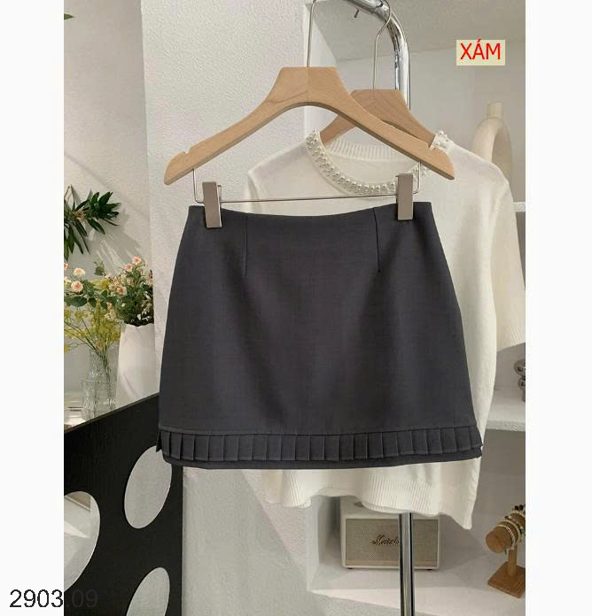 26HA2903.09 - CHÂN VÁY DÁNG NGẮN CHỮ A CHẤM BI
