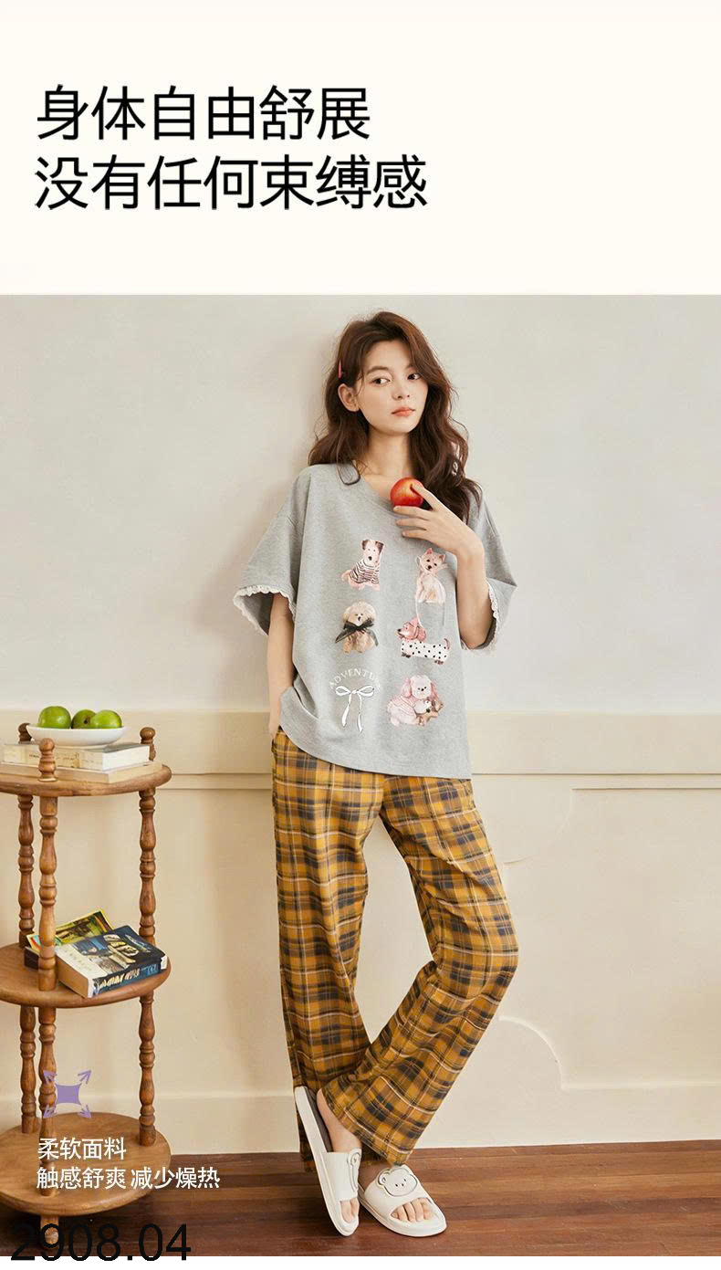 26HA2908.04 - BỘ NỮ MẶC NHÀ KÈM BRA NGẮN TAY NỮ